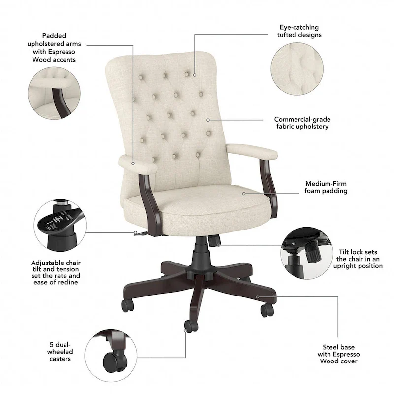 High Back Tufted Office Chair with Arms