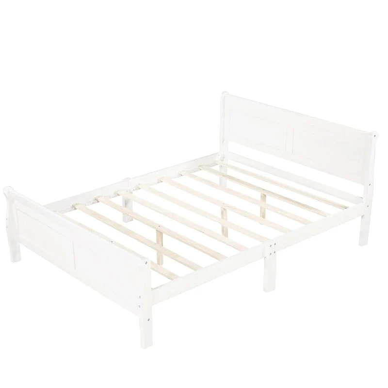 Twin/Full/Queen Wood Frame Sleigh Bed with Footboard