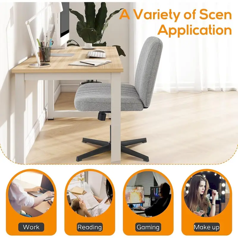 Office Desk Chair - Armless - Swivel with Wheels