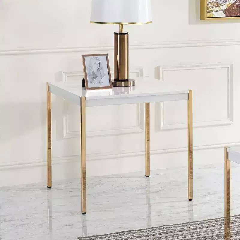 Acme Furniture Otrac Accent Table White/Gold Finish