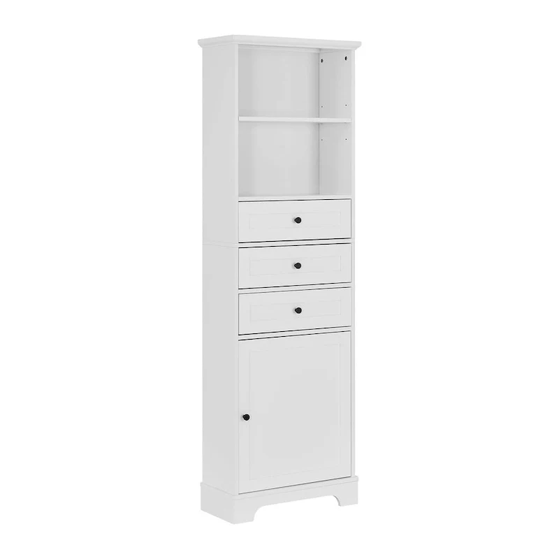68 Tall Freestanding Bathroom Cabinet with 3 Drawers and Adjustable Shelves