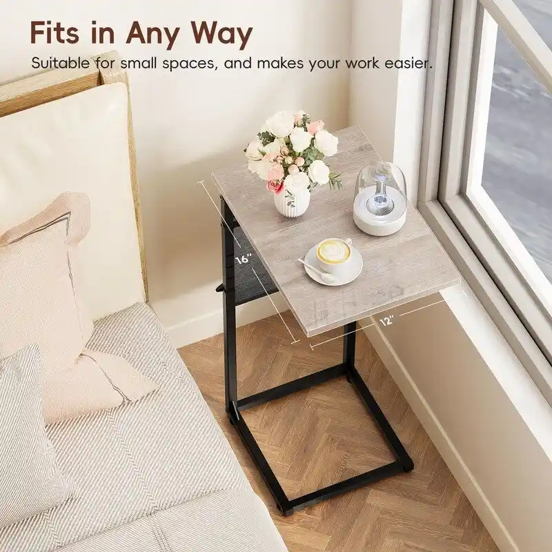 C Shaped End Table - 16D x 12W x 33H