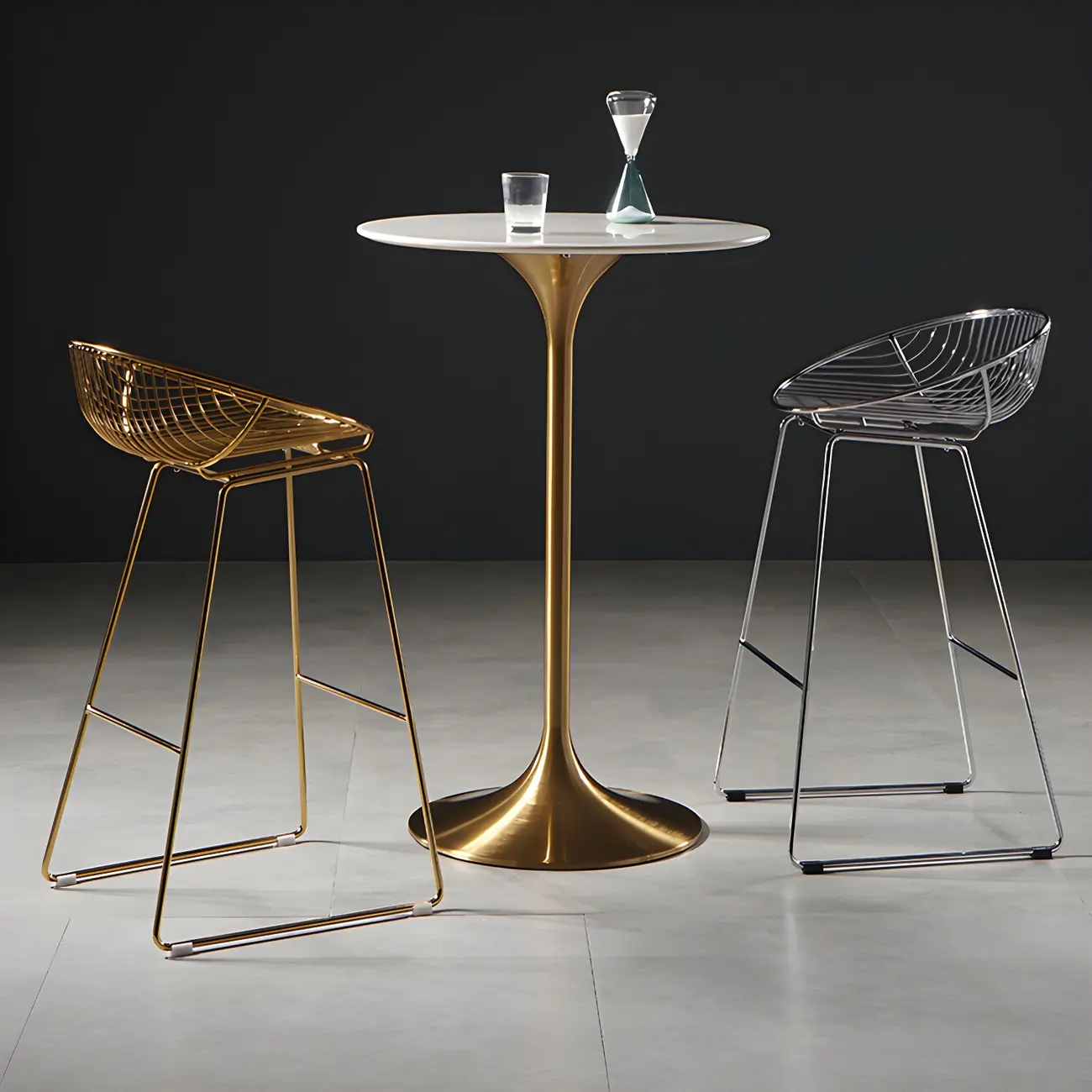 Glam Round Tall Bistro Table Pedestal Base Bar Table