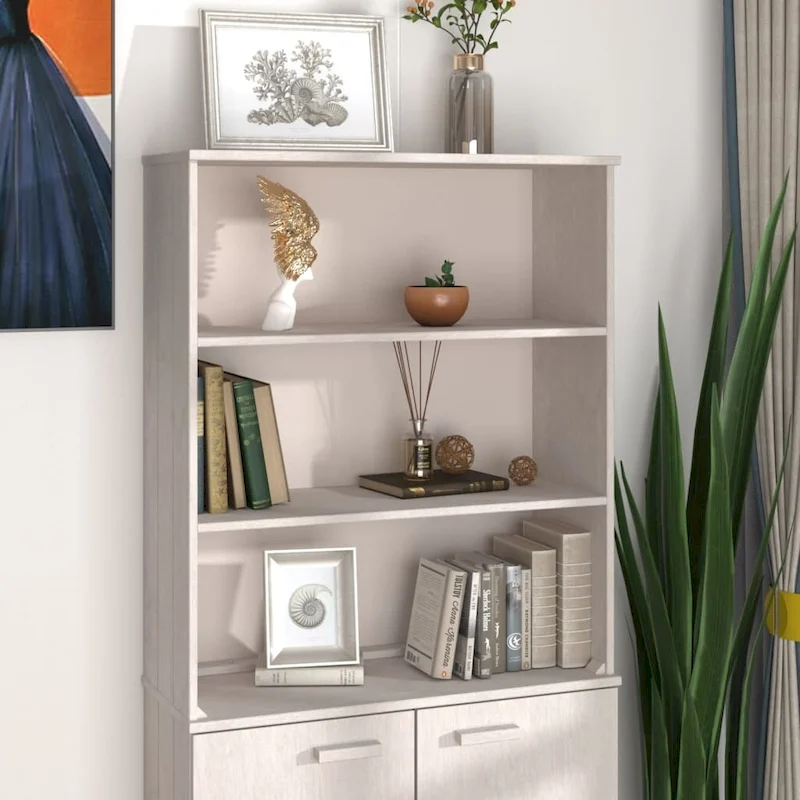 Solid Pine Wood Cabinet Top with 2 Shelves – White / Dark Gray / Honey Brown / Light Gray