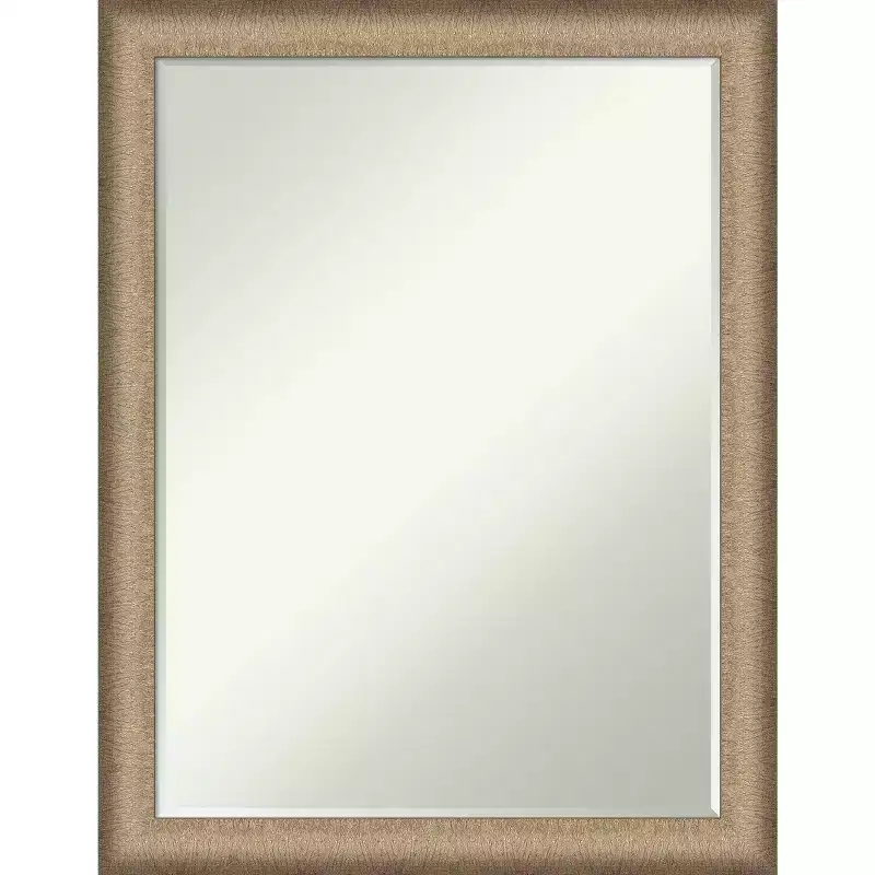 Amanti Art Elegant Brushed Narrow Petite Bevel Bathroom Wall Mirror