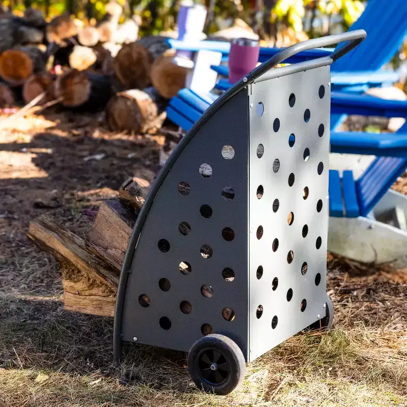Sunnydaze Powder-Coated Steel Log Cart - 34 H - Gray