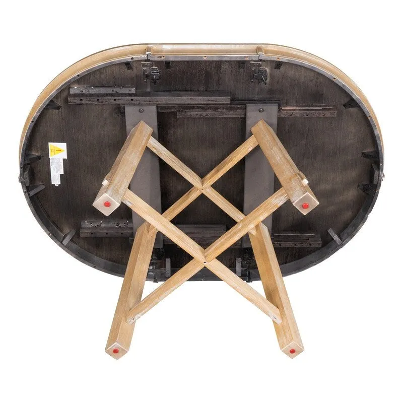 Round dining table, Farmhouse round retractable table, 16 leaf wood kitchen table