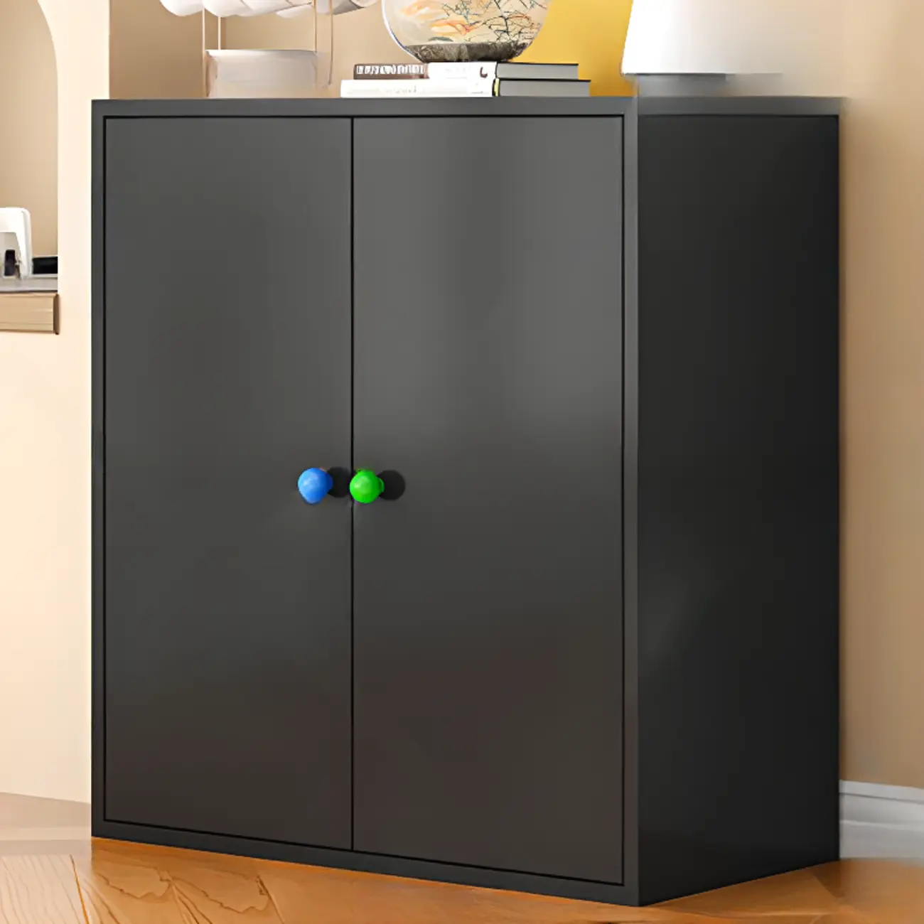 Modern Minimalist Metal Sideboard with Narrow Countertop