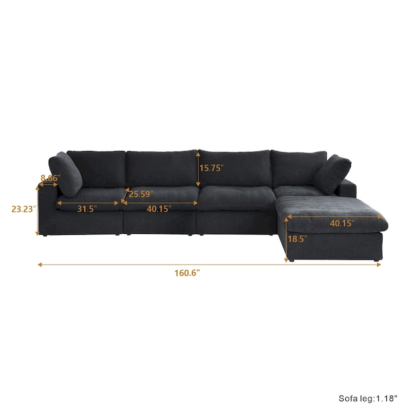L-shape Linen Upholstered Sectional Sofa Couch