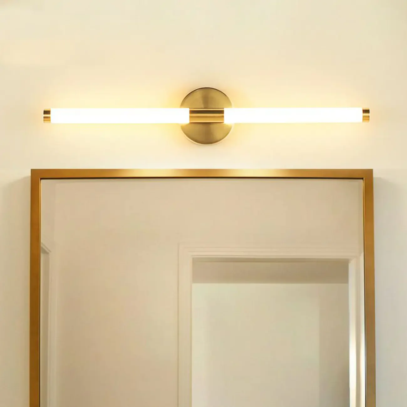 Modern Gold Tubular Metal LED Vanity Light for Bedroom
