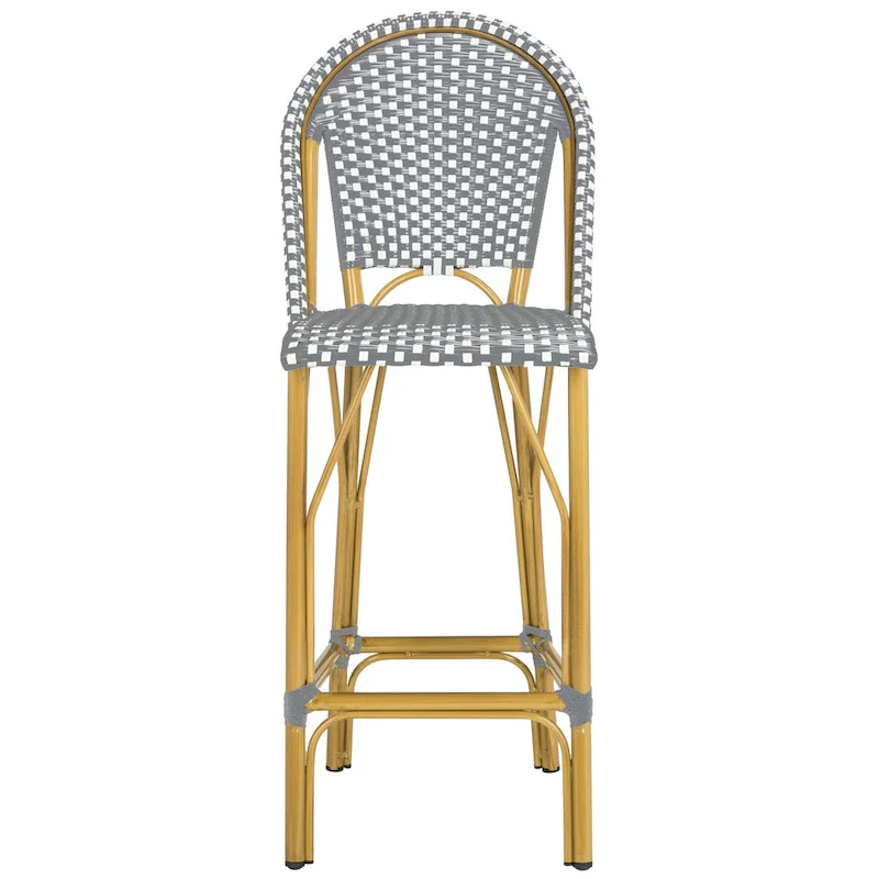 SAFAVIEH Ford Outdoor Stacking Grey/White Parisian Bistro 30-inch Barstool - 19W x 22D x 47H
