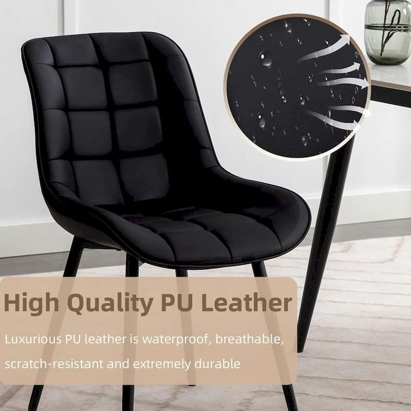 XINMICS Modern Upholstered Faux Leather Dining Chairs Set of 2