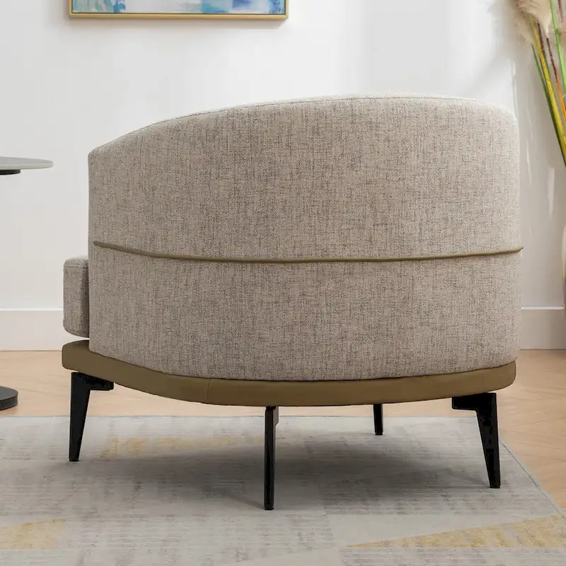Two-tone Barrel Accent Chair, Mustard Green / Burnt Orange, Seats 1