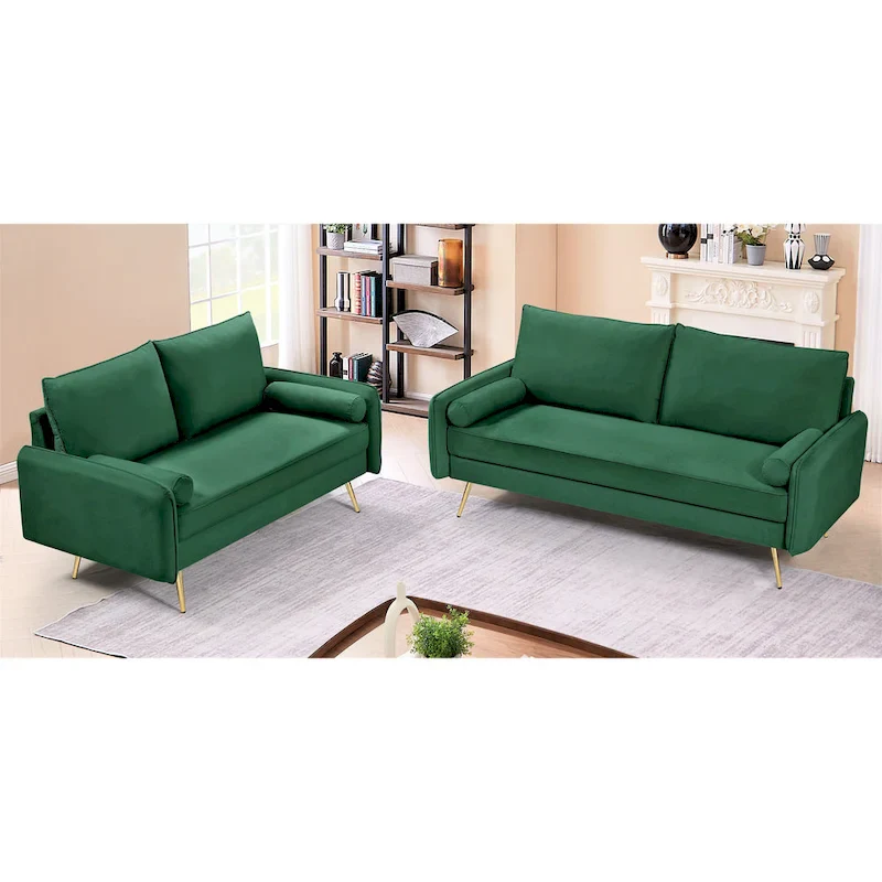 Villeda Velvet Mid-century modern 2PCS living room set
