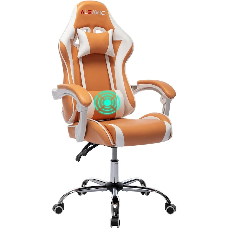 Racing Style PU Leather Gaming Chair – Height Adjustable, Single Seat (Orange / Grey / Pink / Blue / Black / Clear / Purple)