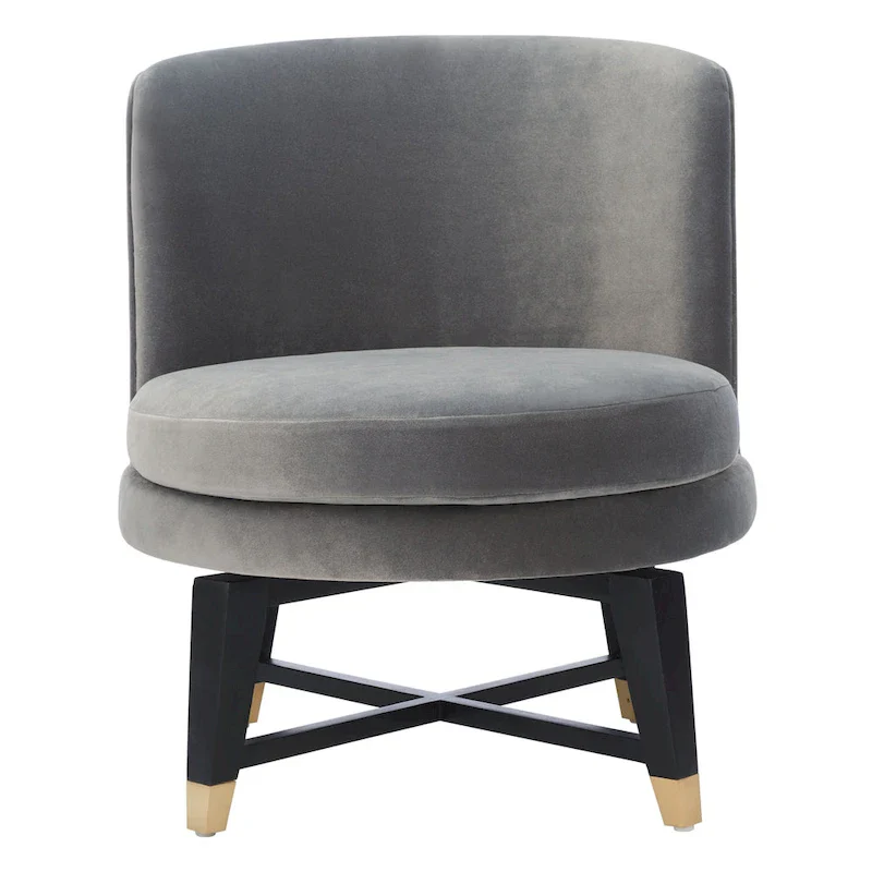 Charcoal Velvet Swivel Accent Chair, 1-Seater