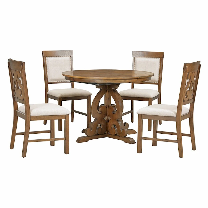 5-Piece Retro Functional Dining Set 1 Extendable Table