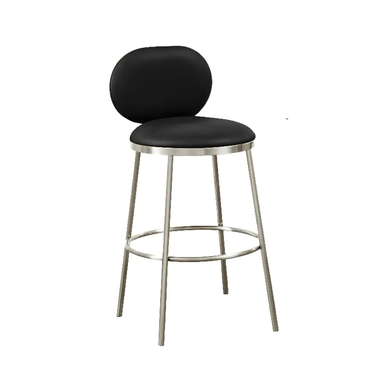 Modern 4-Leg Metal Faux Leather Upholstered Bar Stools
