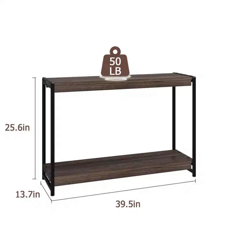 40 Farmhouse Console Table with 2 Shelves  Grey Slatted Sofa & Entryway Table