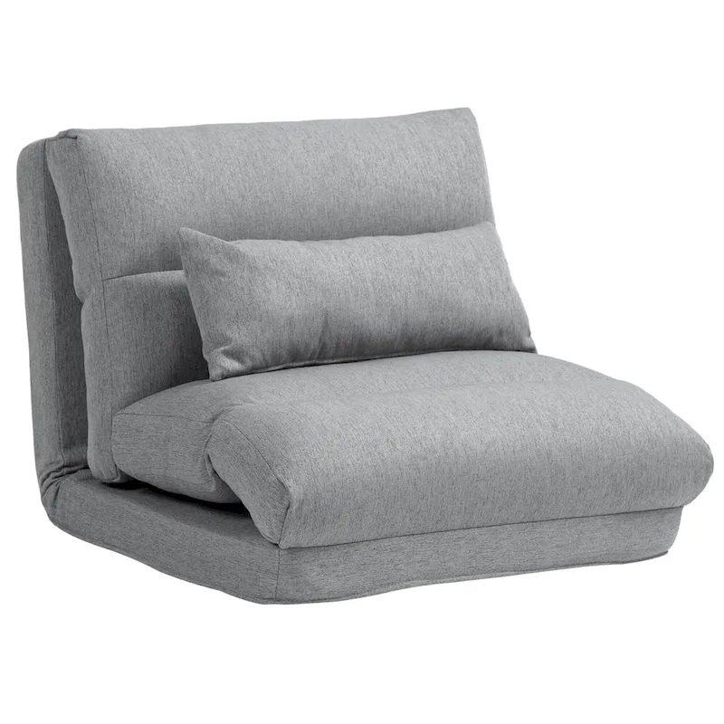 Gray Folding Floor Chair / Lounger, 1-Person