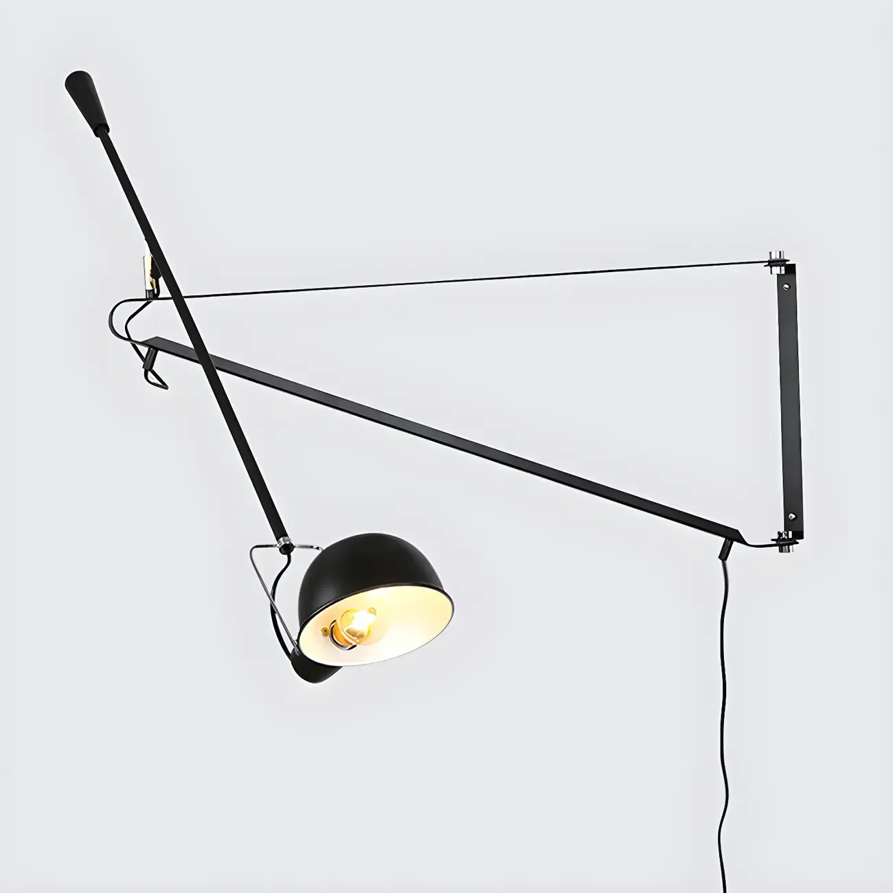 Geometric Metal Black Adjustable Swing Arm Wall Light