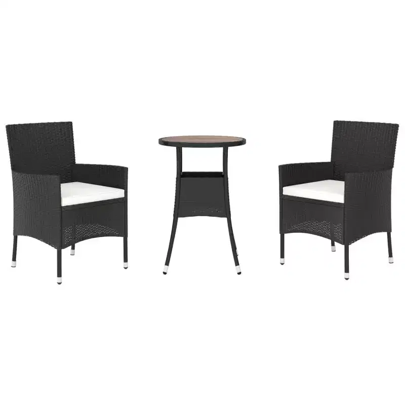 vidaXL Garden Bistro Set Poly Rattan Medium Modern Bistro Set