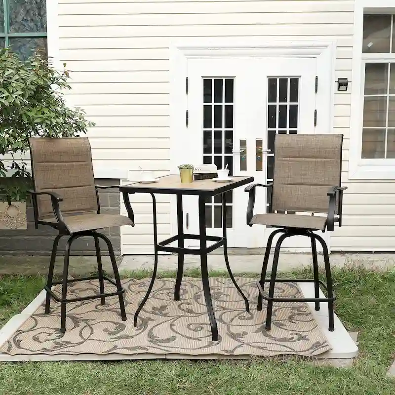 Namatota 3-piece Padded Sling Swivel Bar Stools and Table Set by Havenside Home