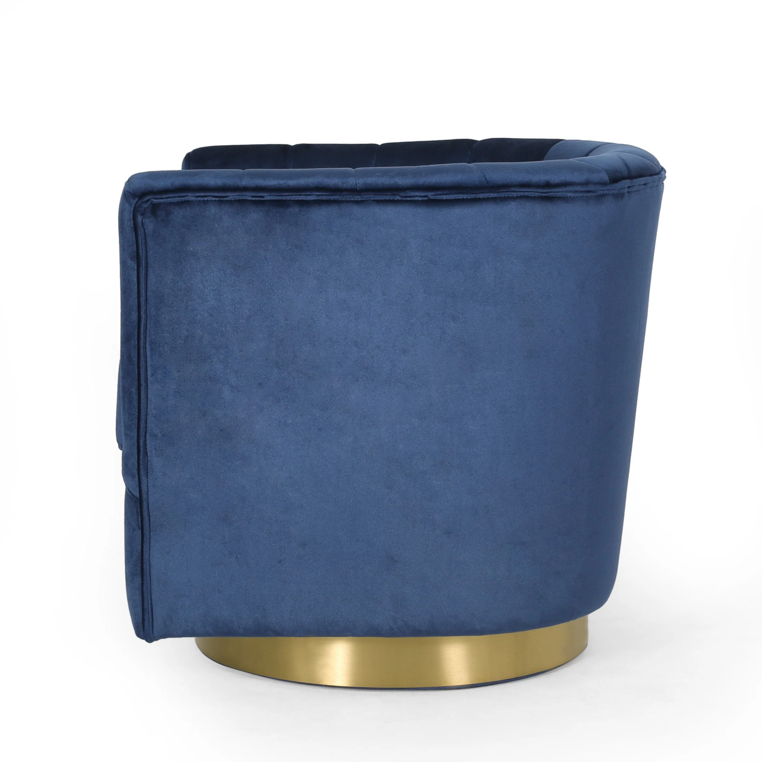 Modern Glam Channel Stitch Velvet Swivel Club Chair - NH728413