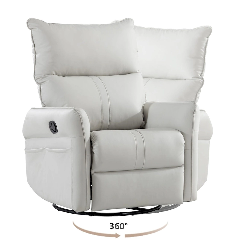 Modern Small Rocking Swivel Recliner Chair with Overstuffed Seat