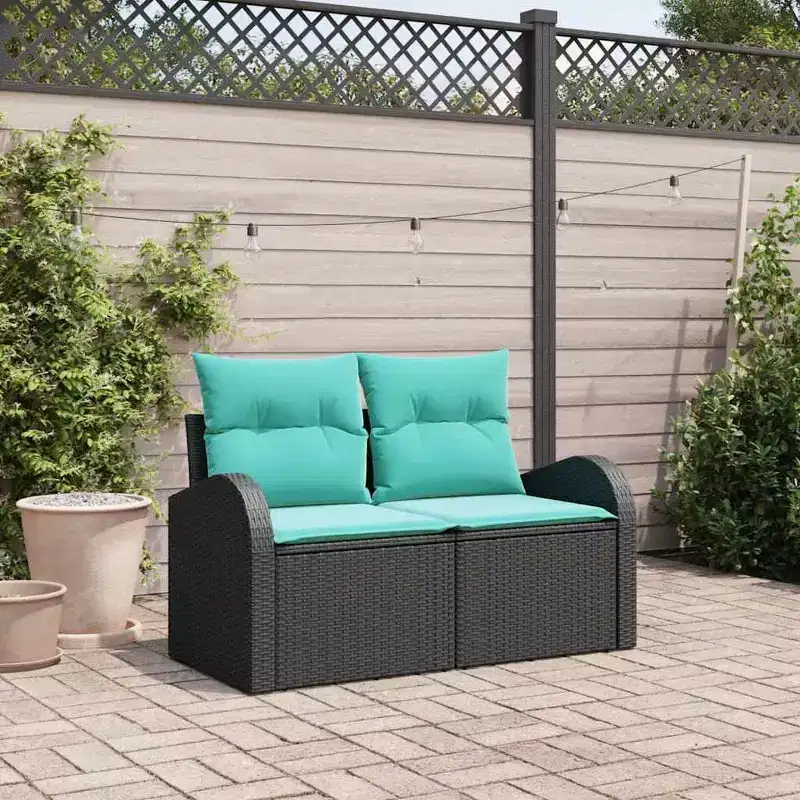 vidaXL Garden Sofa Black 124 x 62 x 85 cm poly rattan