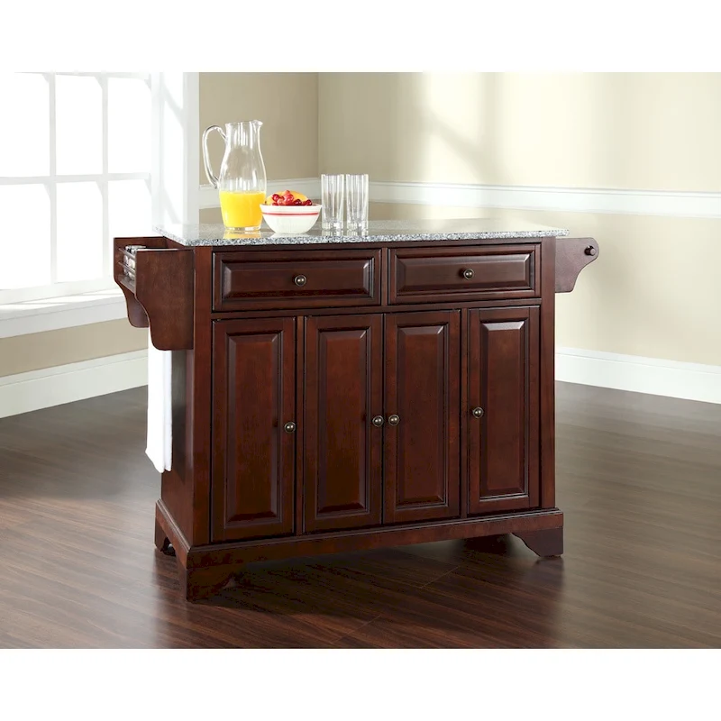 Crosley LaFayette Solid Granite Top Kitchen Island in Vintage Mahogany Finish - 18d x 51.5w x 34h
