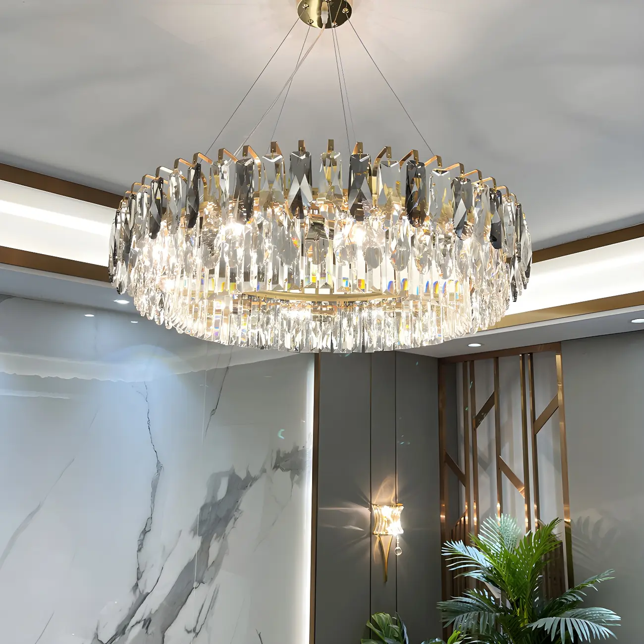 Elegant Modern Oval Clear Crystal Chandelier