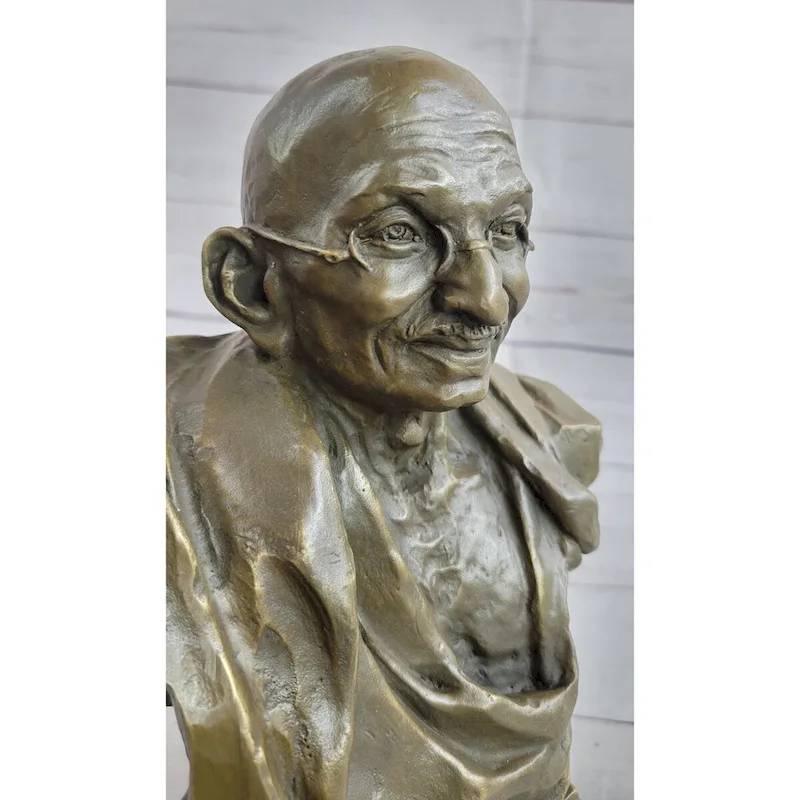 Mahatma Gandhi Indian India Bronze Bust Statue Sculpture Art 10 Inches X 7 Inches