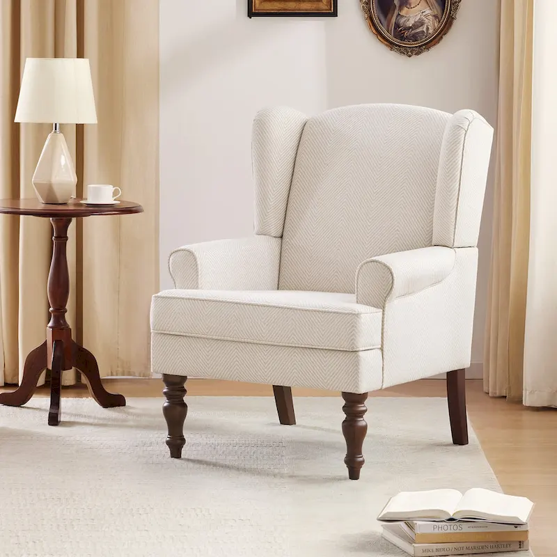 Accent Armchair with Turned Legs Set of 2 Blue/ Beige / Grey