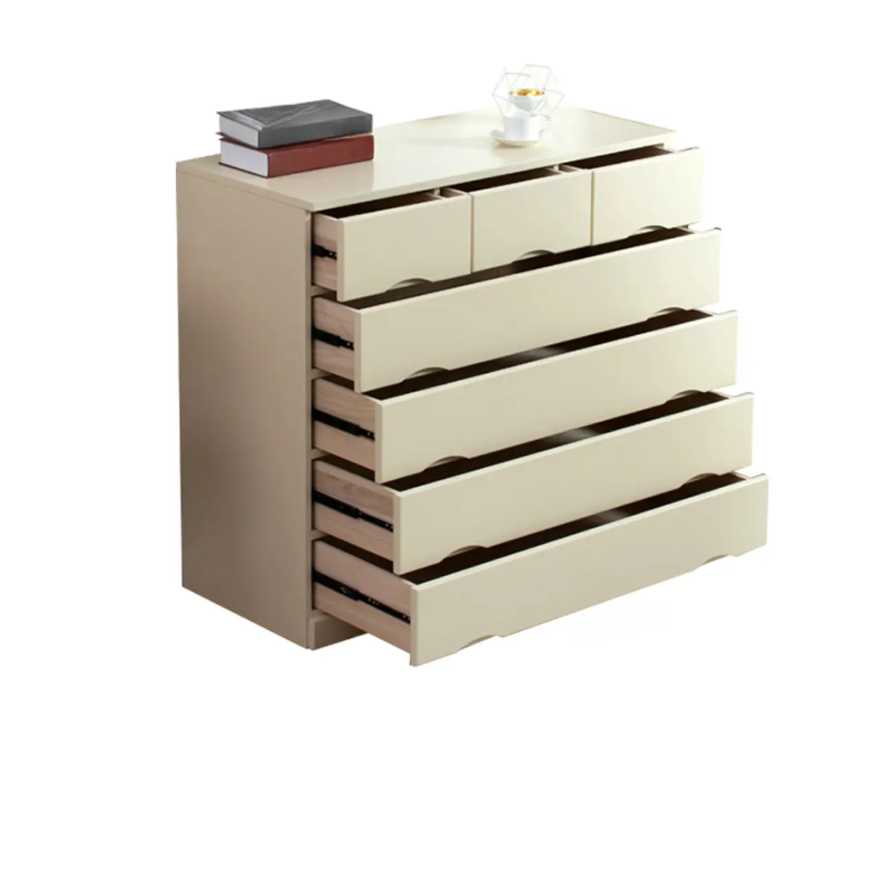 Natural Wood Double Dresser with Lockable Drawer