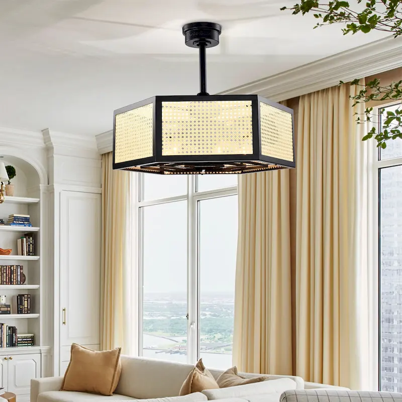 Neira 27 Inch Traditional Rattan Fandelier with Remote