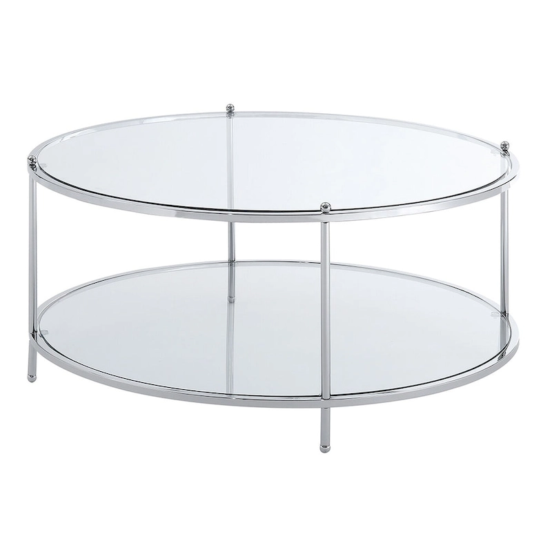 Convenience Concepts Royal Crest 2 Tier Round Glass Coffee Table