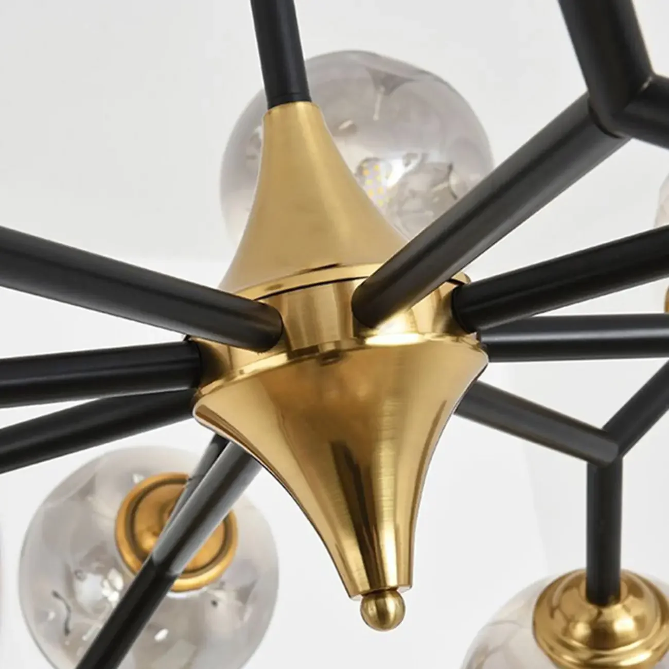 Modern Black Gold Glass Sputnik Chandelier