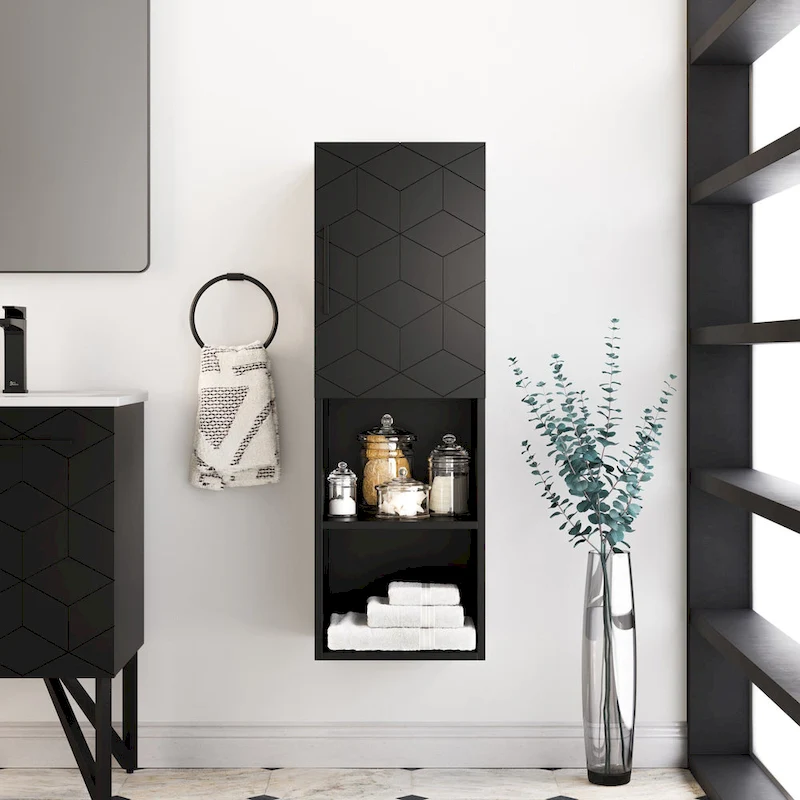Annecy 15  W x 46  H x 12  D Linen Cabinet in Phantom Black