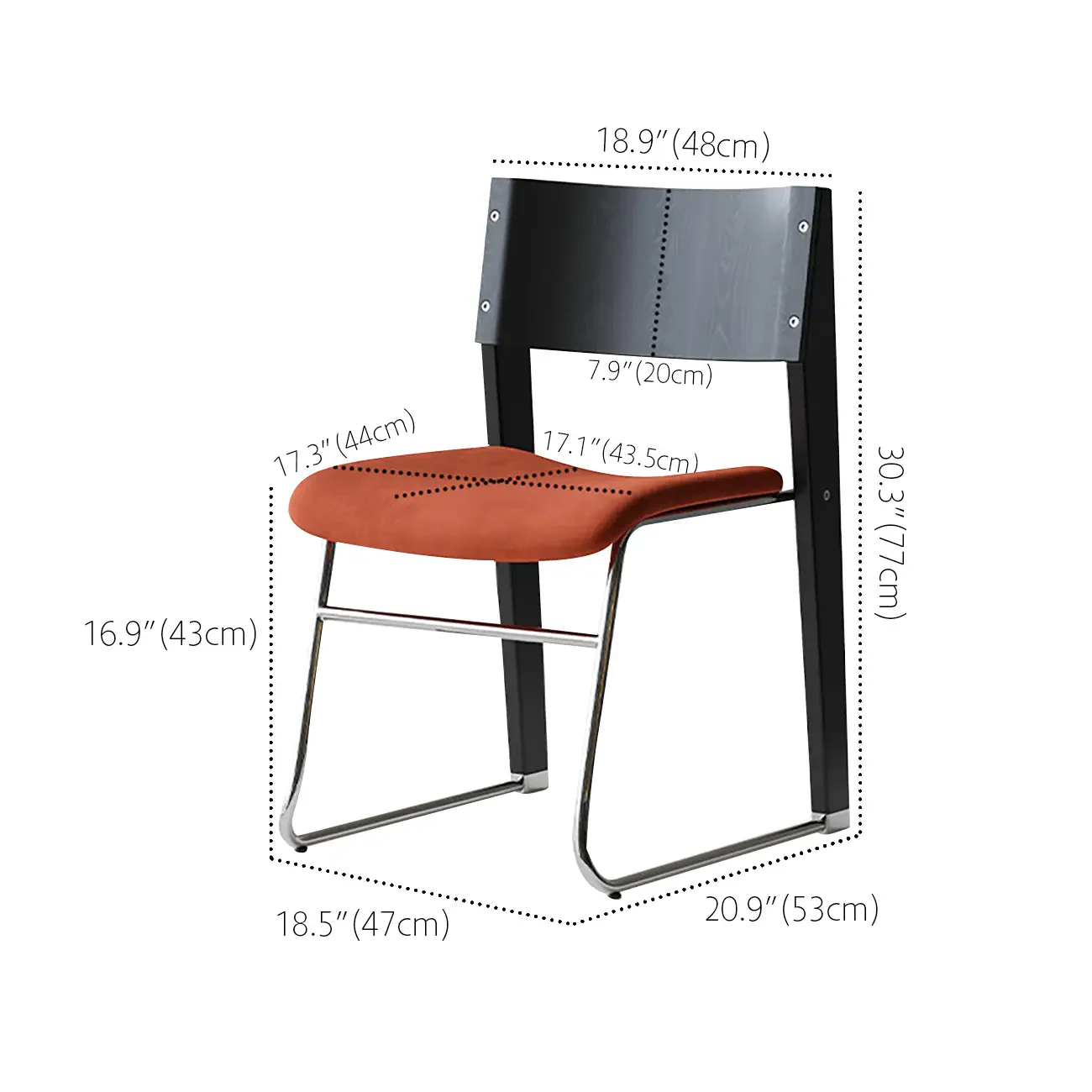 Modern Wood Velvet Open Back Armless Dining Chair Set of 2