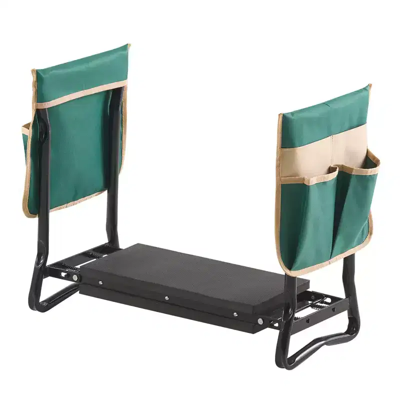 VEVOR Garden Kneeler and Seat, 8 in Wide Kneeling Pad, Heavy Duty Garden Kneeling Stool, Folding Garden Seat with 2 Tool Bags, Black&Green