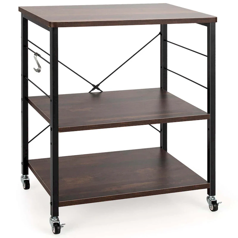 Costway 3-Tier Kitchen Baker's Rack Microwave Oven Storage Cart w/ - See details