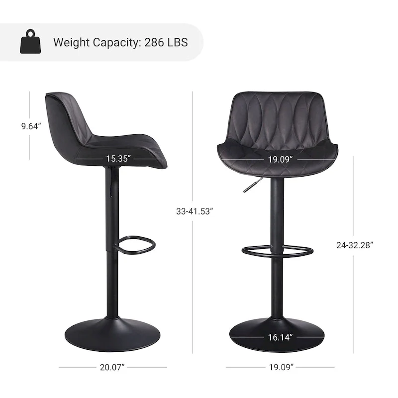 Swivel and Adjustable PU Leather Barstool (Set of 2)