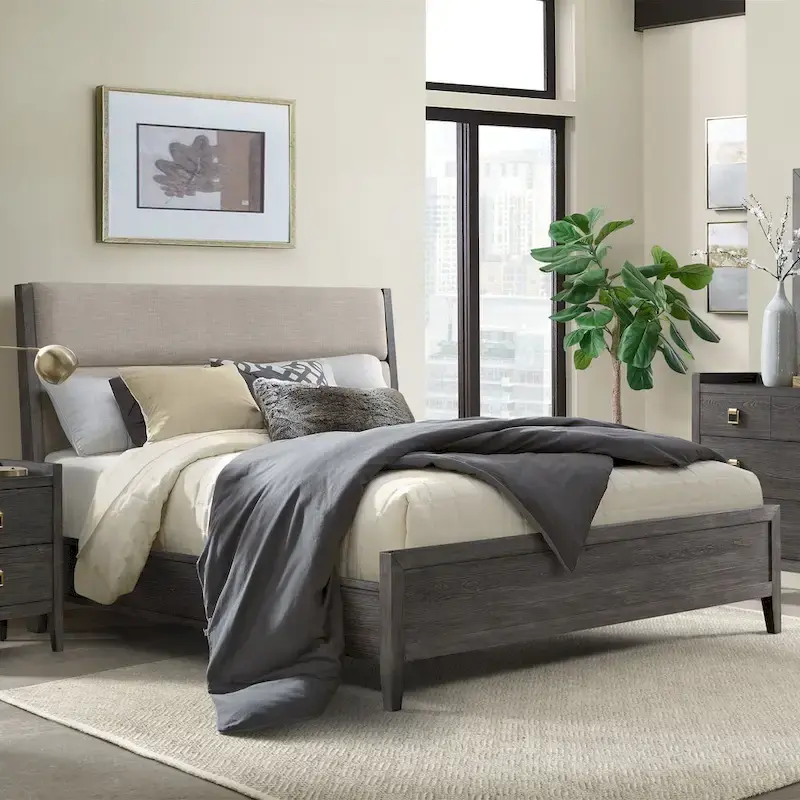 Portia Complete Upholstered Bed, Brushed Brindle