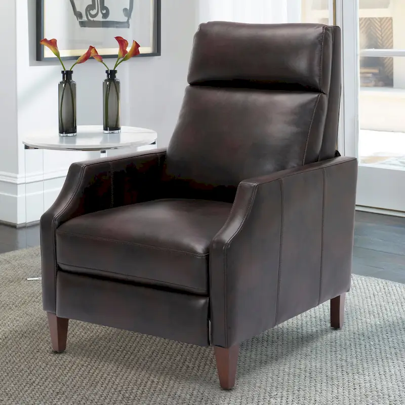 Faux Leather Push Back Recliner - Mid-Century Style - Single Seat