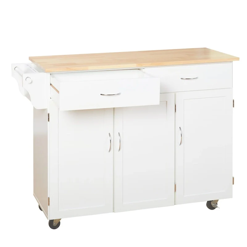 Rolling Kitchen Cart with Wood Top