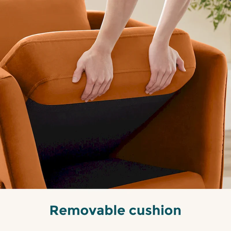 Mid-Century Modern Upholstered Accent Armchair with Rubber Wood Legs