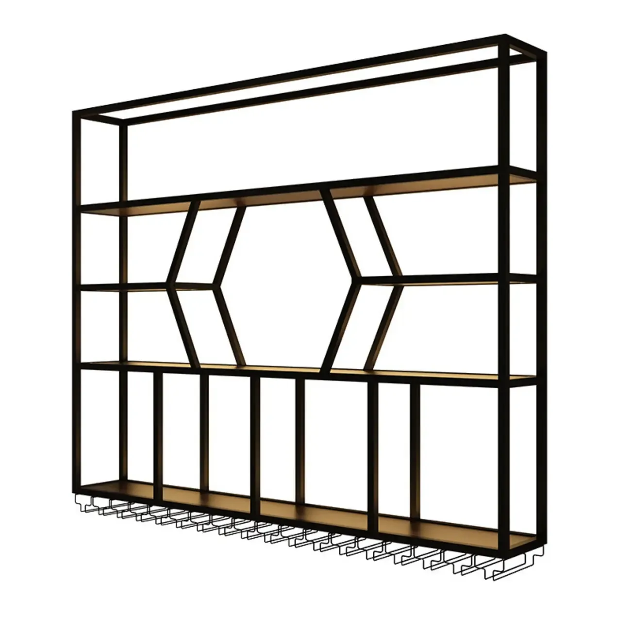 Modern Black Metal Wall-Mounted Gridding Wine Rack