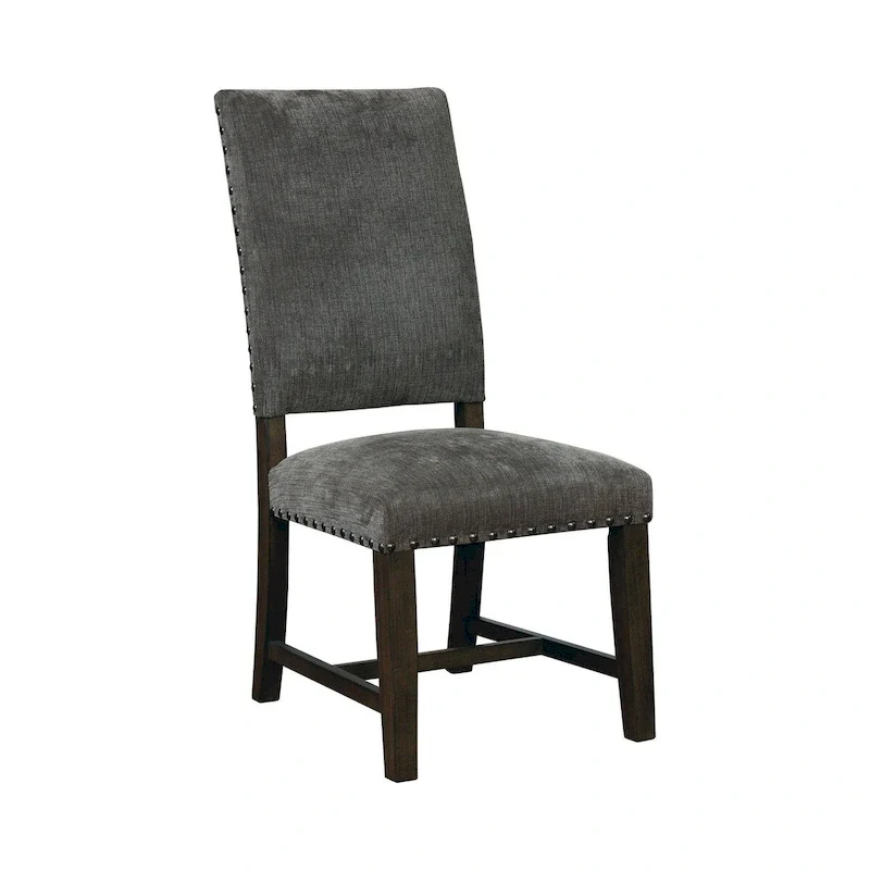 21 Inch Dining Chair, Set of 2, Gray Vegan Faux Leather, Parson Style