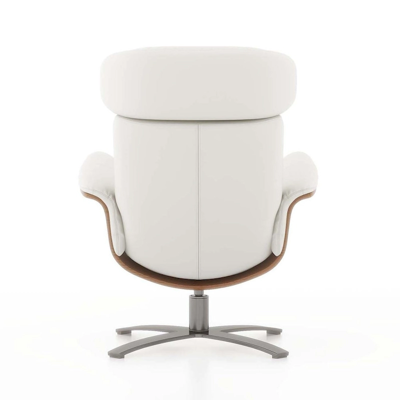 Jovan 31.5 Curved Wood Genuine Leather Recliner Lounge Chair